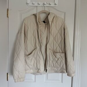 L Wild Fable White Quilted Jacket